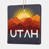 Utah Retro  woestijnzonsondergang Keramisch Ornament (Links)