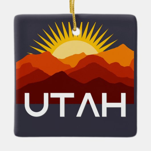 Utah Retro  woestijnzonsondergang Keramisch Ornament (Voorkant)