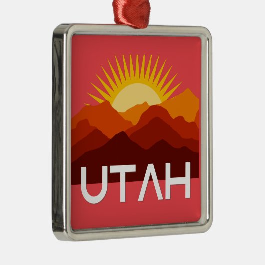 Utah Retro  woestijnzonsondergang Metalen Ornament (Rechts)