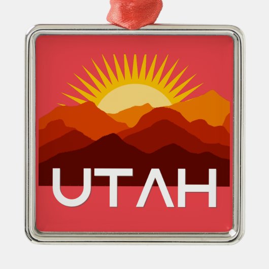 Utah Retro  woestijnzonsondergang Metalen Ornament (Voorkant)