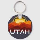 Utah Retro  woestijnzonsondergang Sleutelhanger (Voorkant)