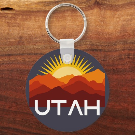 Utah Retro  woestijnzonsondergang Sleutelhanger (Voorkant)