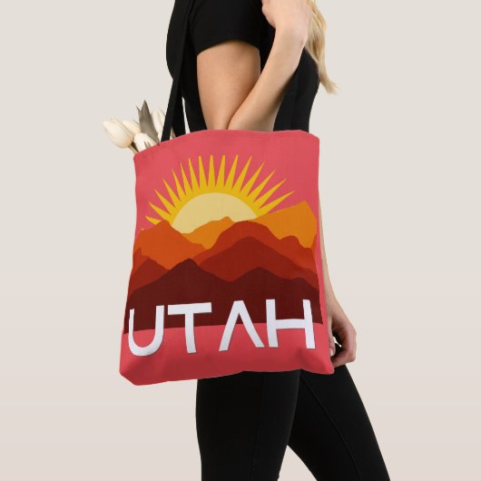 Utah Retro  woestijnzonsondergang Tote Bag (Dichtbij)