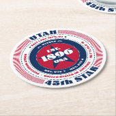 Utah rood wit blauw typografie ronde kartonnen onderzetter (Gebogen)