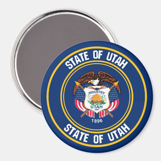 Utah Round Emblem Magneet (Voorkant / Achterkant)