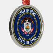 Utah Round Emblem Metalen Ornament (Rechts)