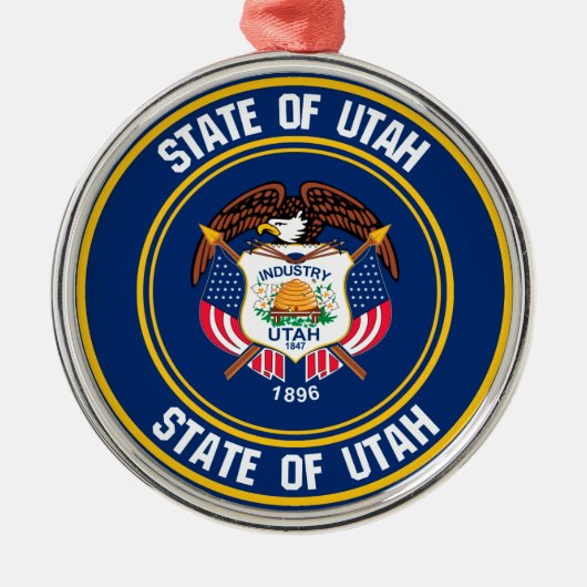 Utah Round Emblem Metalen Ornament (Voorkant)