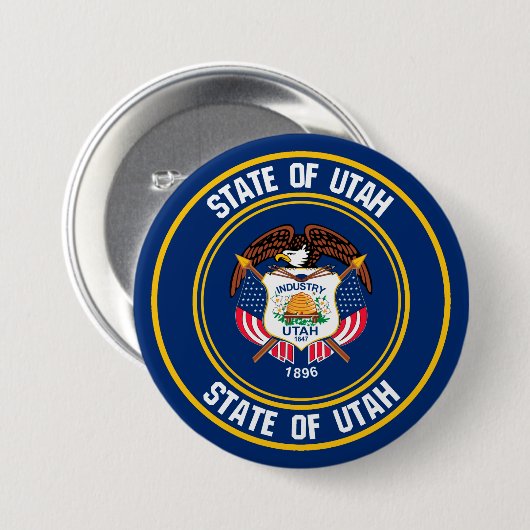 Utah Round Emblem Ronde Button 7,6 Cm (Voorkant /achterkant)
