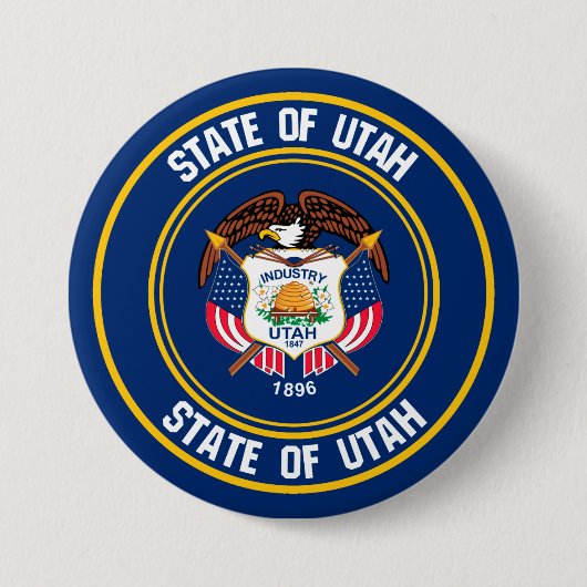 Utah Round Emblem Ronde Button 7,6 Cm (Voorkant)