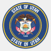 Utah Round Emblem Ronde Sticker (Voorkant)