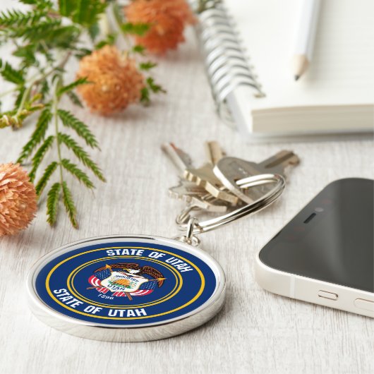 Utah Round Emblem Sleutelhanger (Zijkant)