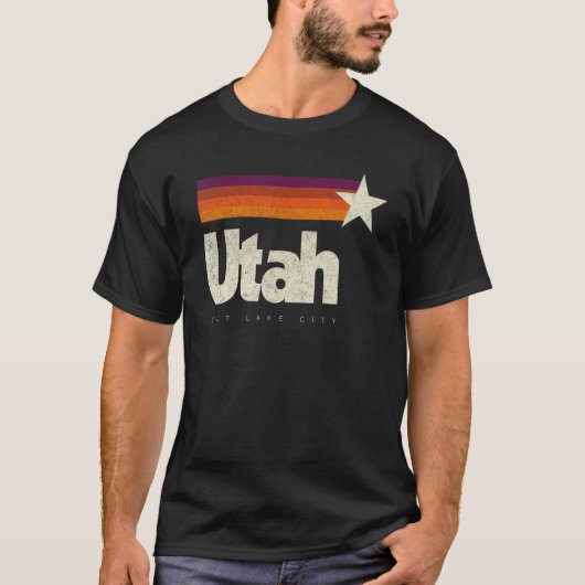 Utah Salt Lake City Cool Retro Distress American T-shirt (Voorkant)