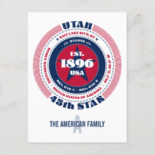 Utah, Salt Lake City, UT, Patriottisch, Monogram Briefkaart