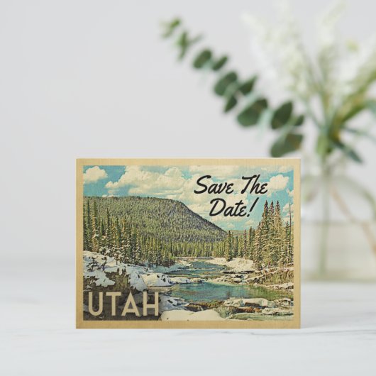 Utah Save the Date Mountains River Snow Aankondigingskaart (Staand voorkant)