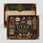 Utah Shadow Box 3D Figuur Staat Briefkaart (Voorkant / Achterkant)