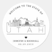 Utah Skyline | Bruiloft Welkom Favor Ronde Sticker (Voorkant)