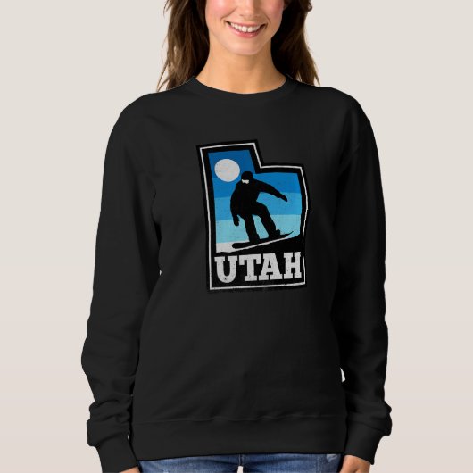 Utah Snowboarding Us State Silhouette  Suns Trui (Voorkant)