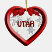 Utah Snowflake Heart-kerstversiering Keramisch Ornament (Voorkant)