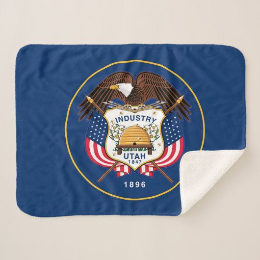 Utah Staat Vlag Print Patriottisch Sherpa Deken (Voorkant (horizontaal))