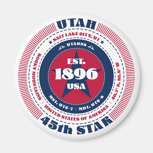 Utah Staatsfeiten Souvenirmagneet Magneet (Voorkant)