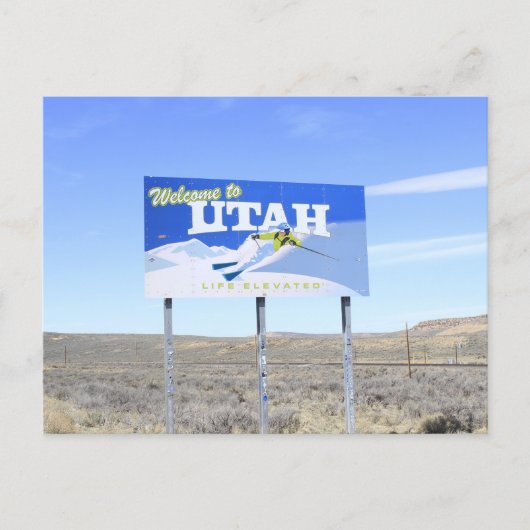 Utah Staatsgrens Bord Briefkaart (Voorkant)