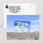 Utah Staatsgrens Bord Briefkaart (Voorkant / Achterkant)