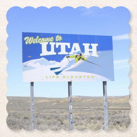 Utah Staatsgrens Bord Kartonnen Onderzetters (Voorkant)