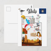 Utah-staatskaart met grote steden briefkaart (Voorkant / Achterkant)