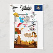 Utah-staatskaart met grote steden briefkaart (Voorkant)