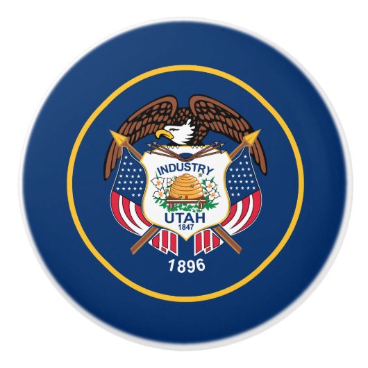 Utah Staatsvlag Keramische Knop (Voorkant)