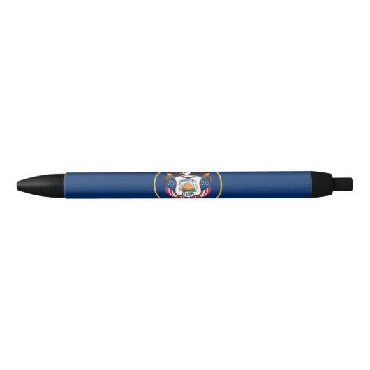 Utah Staatsvlag Zwarte Inkt Pen (Voorkant)