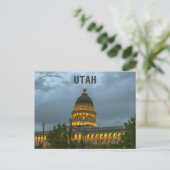 Utah State Capitol in het Night Salt Lake City Uta Briefkaart (Staand voorkant)