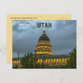 Utah State Capitol in het Night Salt Lake City Uta Briefkaart (Voorkant / Achterkant)
