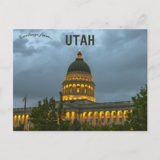 Utah State Capitol in het Night Salt Lake City Uta Briefkaart (Voorkant)