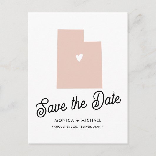 UTAH State Destination Weddenschap ENIGE KLEUR Aankondigingskaart (Voorkant)