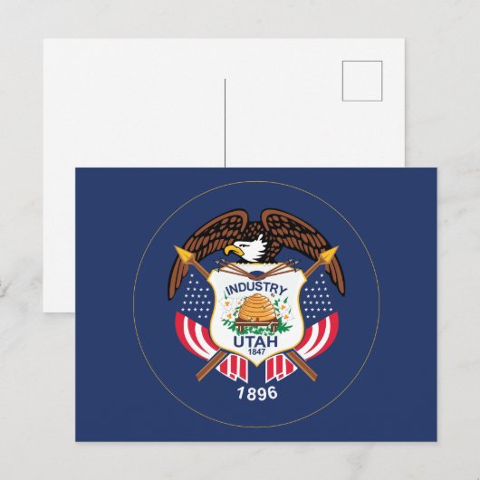 Utah State Flag Modern Beehive Star Land of Zion Briefkaart (Voorkant / Achterkant)
