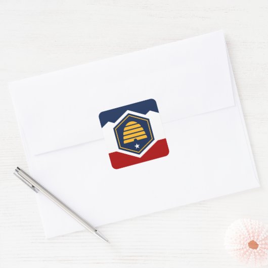 Utah State Flag Verenigde Staten Vierkante Sticker (Envelop)