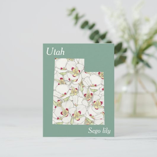 Utah State Flower Collage Map Briefkaart (Staand voorkant)