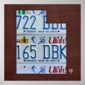 Utah State License Bord Map Poster (Voorkant)