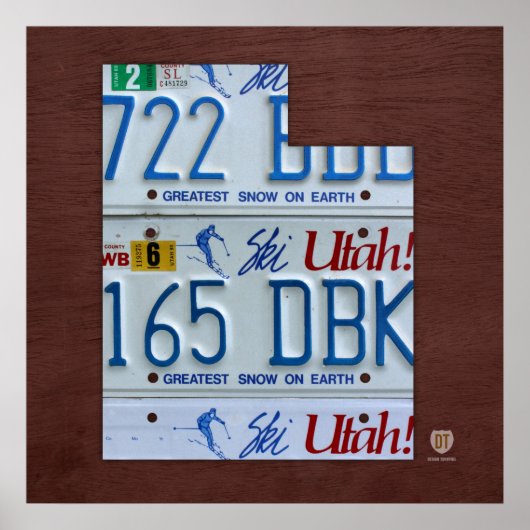 Utah State License Bord Map Poster (Voorkant)