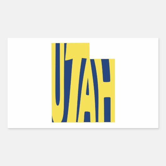 Utah State Name Word Art Yellow Rechthoekige Sticker (Voorkant)