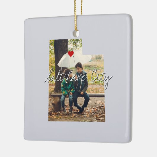 Utah State Photo insert and town name Keramisch Ornament (Links)