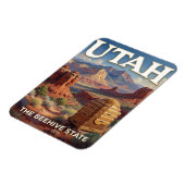 Utah State Pride 🏜️ Rode Felswoestijnformaties Magneet (Linkerzijde)