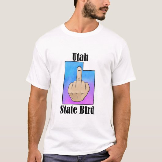 Utah state vogel T-shirt middelvinger kleur (Voorkant)