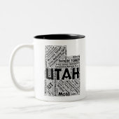 Utah State Word Cloud Tweekleurige Koffiemok (Links)