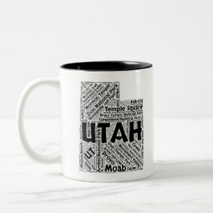 Utah State Word Cloud Tweekleurige Koffiemok