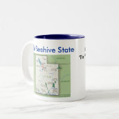 Utah Symbols & Map Tweekleurige Koffiemok (Voorkant links)