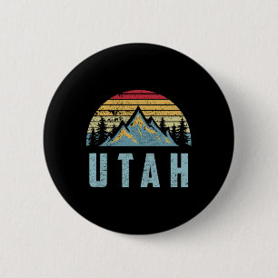 Utah T-shirt - Retro Vintage Bergen Wandelen Natuu Ronde Button 5,7 Cm