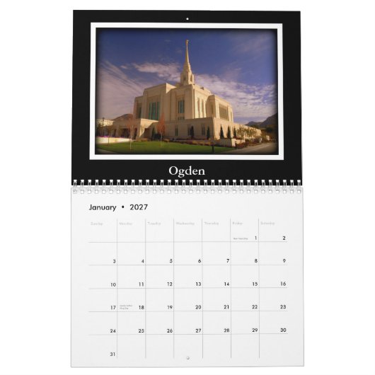 Utah Temple Calendar 2015 15-maands kalender (Jan 2027)
