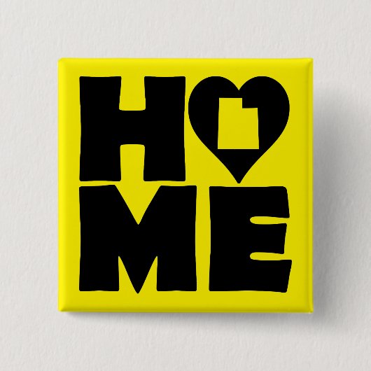 Utah Thuis Hart Staat Knop Badge Speld Vierkante Button 5,1 Cm (Voorkant)
